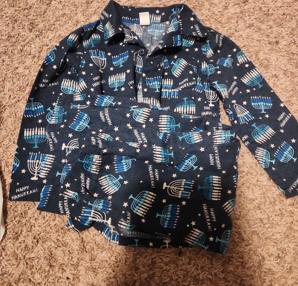Old Navy Navy Blue Hanukkah Menorah Long-Sleeve Top